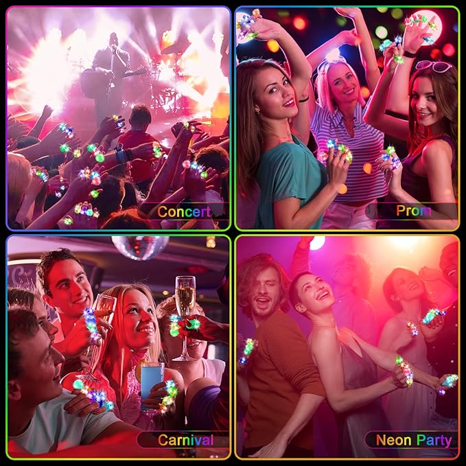 Valentines Day 150 Pcs Light Up Rings, New Year Glow In The Dark Party Supplies, 6 Style Flashing Glow In The Dark Rings for Adults & Kids, LED Ring for Birthday Party Favors, Concert, Raves, Halloween, Christmas