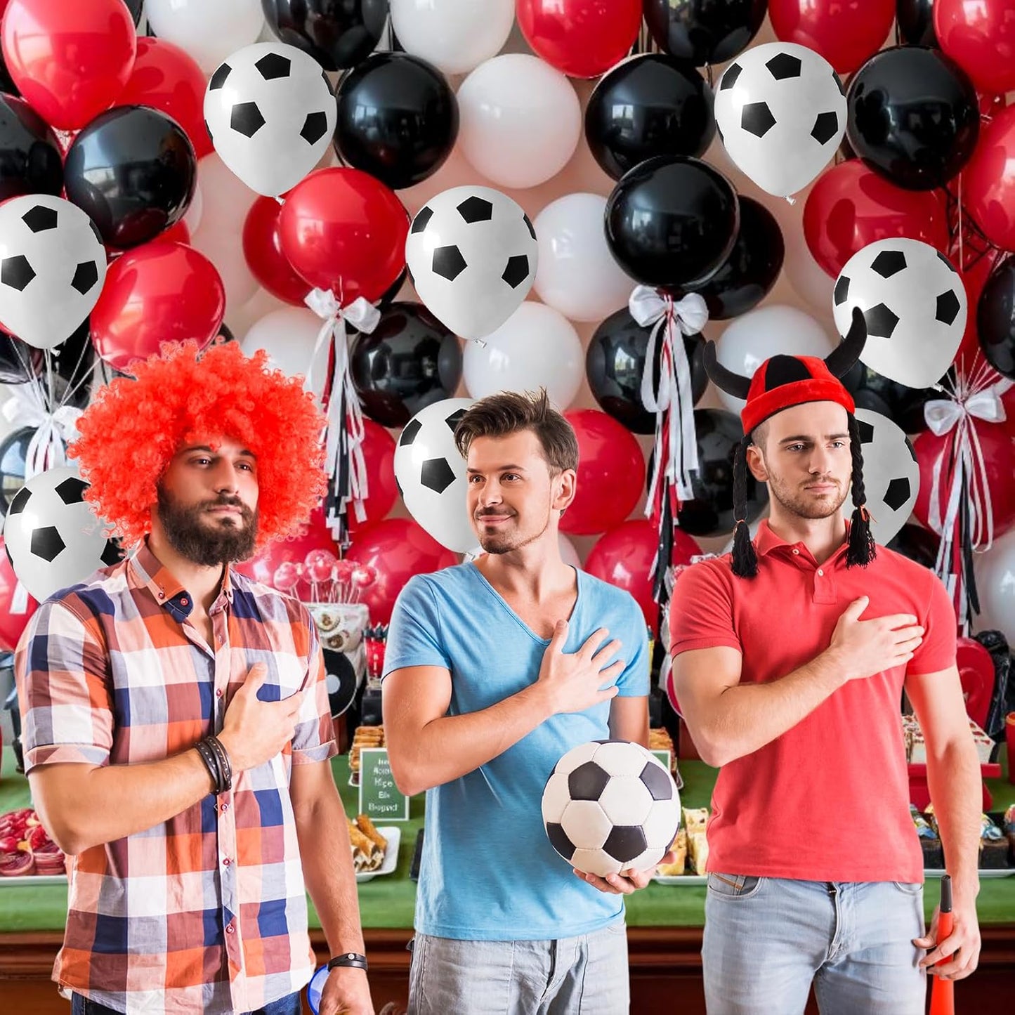 30pcs Soccer Balloon Red Black,Soccer Print Balloon Set,Football Party Birthday Decorations,12 Inch Football Latex Balloon for Boys Kids Football Football Sport Theme Party Decorations