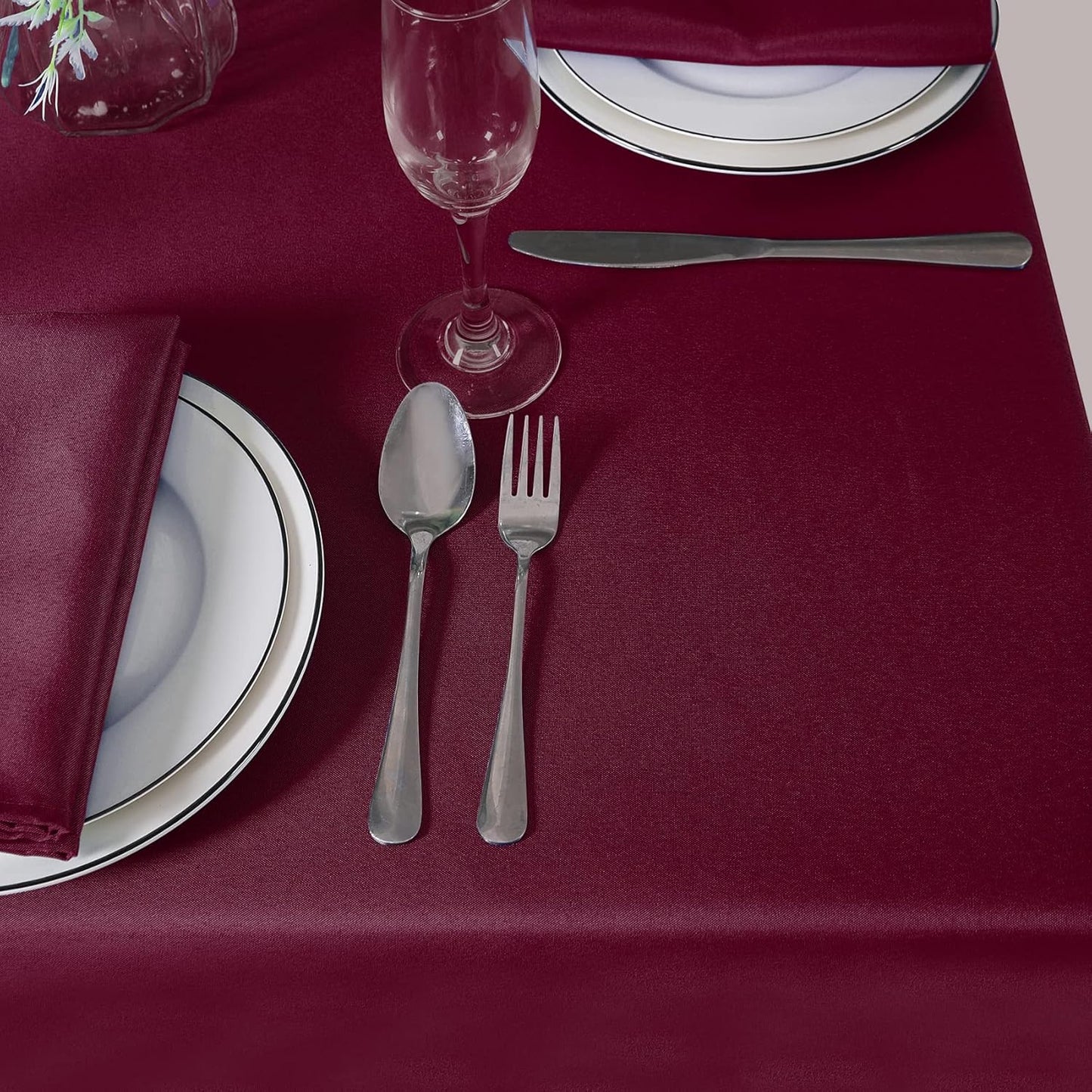 Cupuamon Square Tablecloth 52x52 inch Washable Polyester Fabric Table Cloth for Wedding Party Dining Banquet Decoration（52x52,Burgundy）