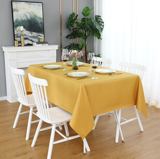 FOLINS&HOME Gold Rectangle Tablecloth 60 x 102 Wrinkle Free Waterproof Polyester Table Cloths, Spillproof Heavy Duty and Washable Table Cover for Party, Indoor and Outdoor-Oblong/Rectangular