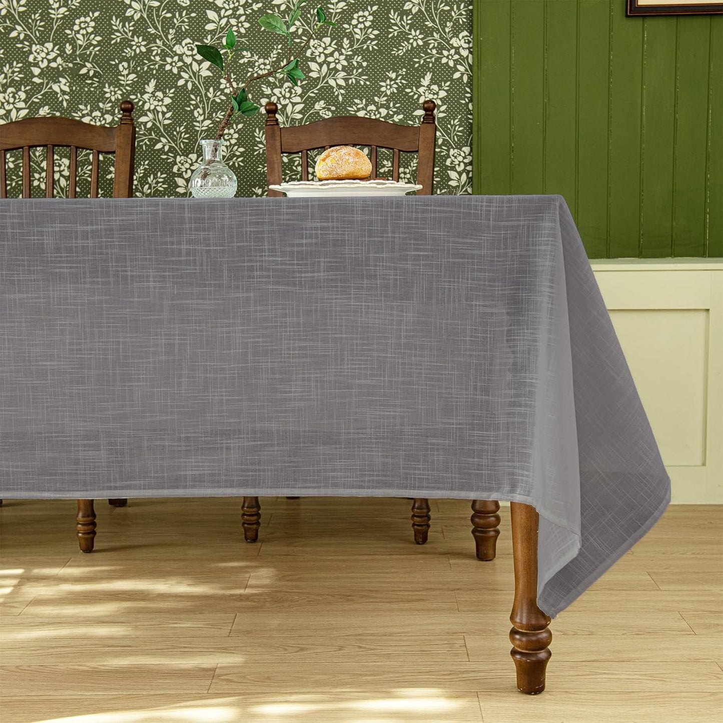 Linen Textured Rectangle Tablecloth, Slubby Lightweight Table Cloth 60 x 102 Inch, Water Resistant Stain Resistant Farmhouse Burlap Table Cover for Kitchen Dining Room
