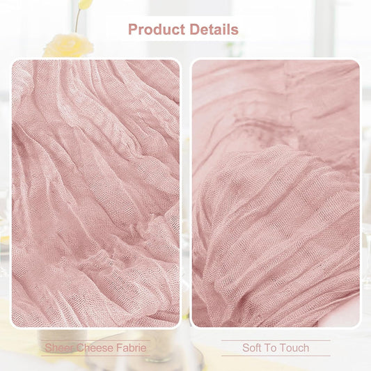 6 Pack Blush Pink Cheesecloth Table Runner 35x120 Inch 10Ft Rustic Gauze Cheese Cloth Table Runner Sheer Cheesecloth Table Runners for Wedding Party Bridal Shower Decoration