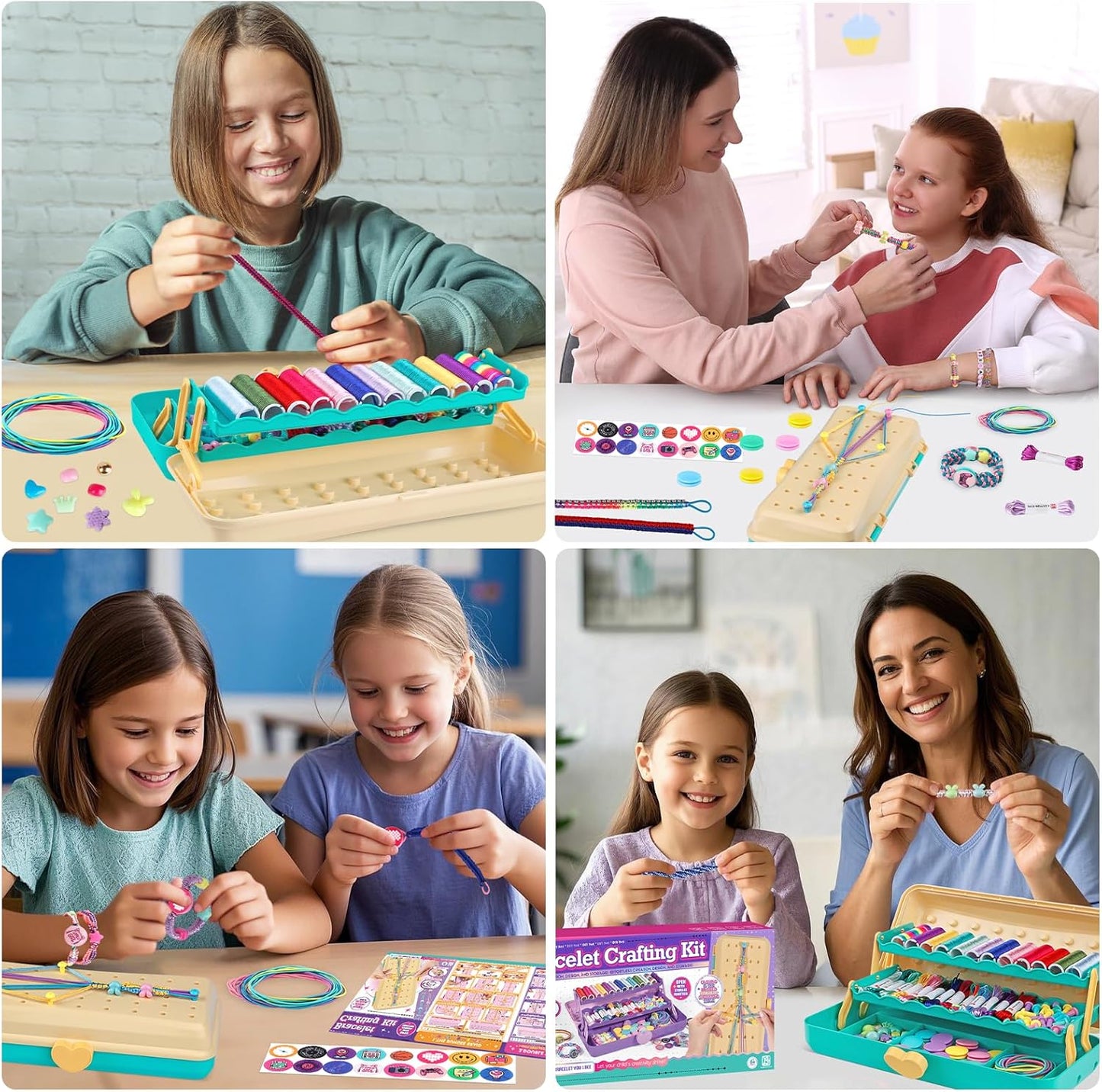 Friendship Bracelet Making Kit with Storage Box,DIY String Bracelet Arts and Craft for Girls Aged 8-12,Kids' Travel Activity Toy Set,Easter Birthday Gifts for Ages 6 7 8 9 10 11 12 Year Old Blue