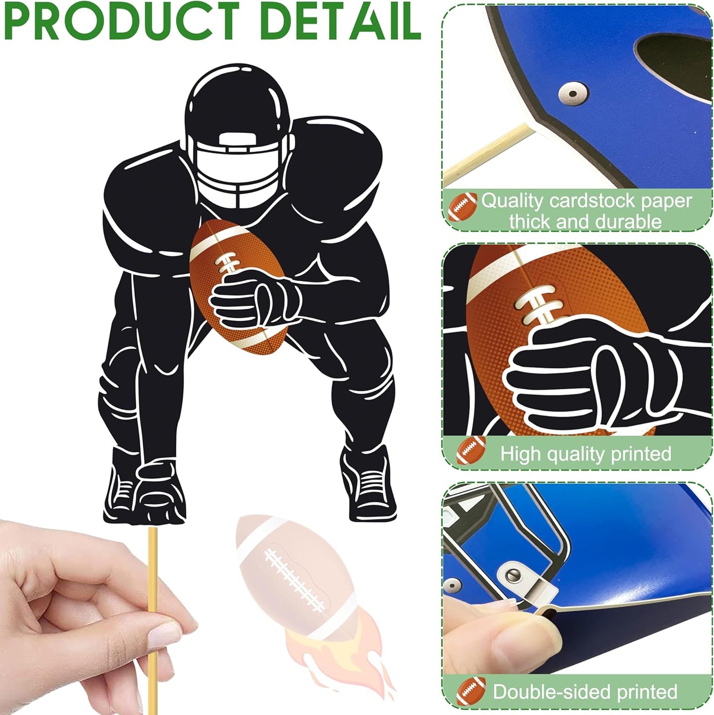 Football Birthday Party Centerpiece Sticks Rugby Ball Table Toppers Sports Theme Birthday Party Decoration Super Bowl Party Table Centerpieces for Football Touch Down Baby Shower Supplies
