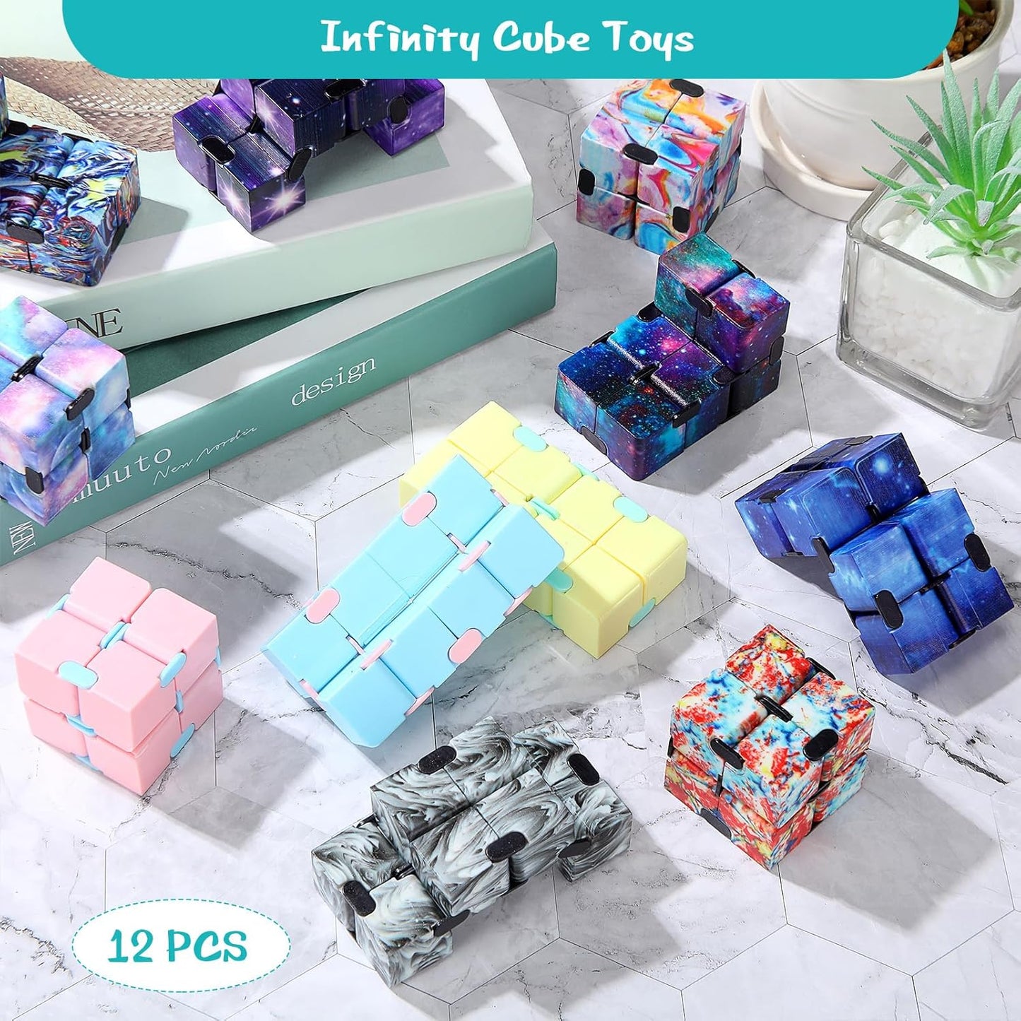 12 Pieces Mini Cube Blocks Desk Toy Magic Sensory Tool Blocks Puzzle Flip Cube for Teens Adults Birthday Favors