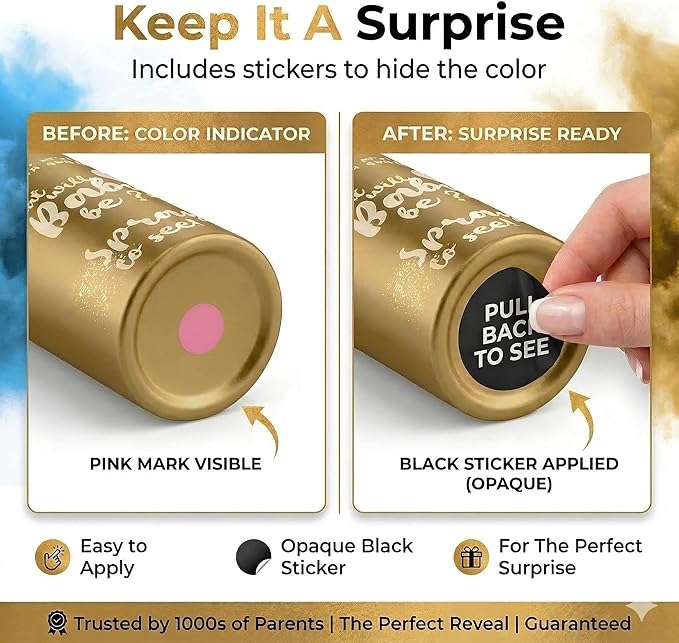 Gender Reveal Smoke Bombs Set – 2 Pack Gender Reveal Fire Extinguisher Spray (Pink, 300g Each) – Non-Toxic Cornstarch Cloud for Baby Girl Reveal Party Ideas, Pregnancy Announcement – Stickers Included