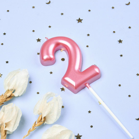 PHD CAKE 2.76 inch Classical Pink 2 Number Birthday Candles, Pink Number Candles, Cake Number Candles, Party Celebration