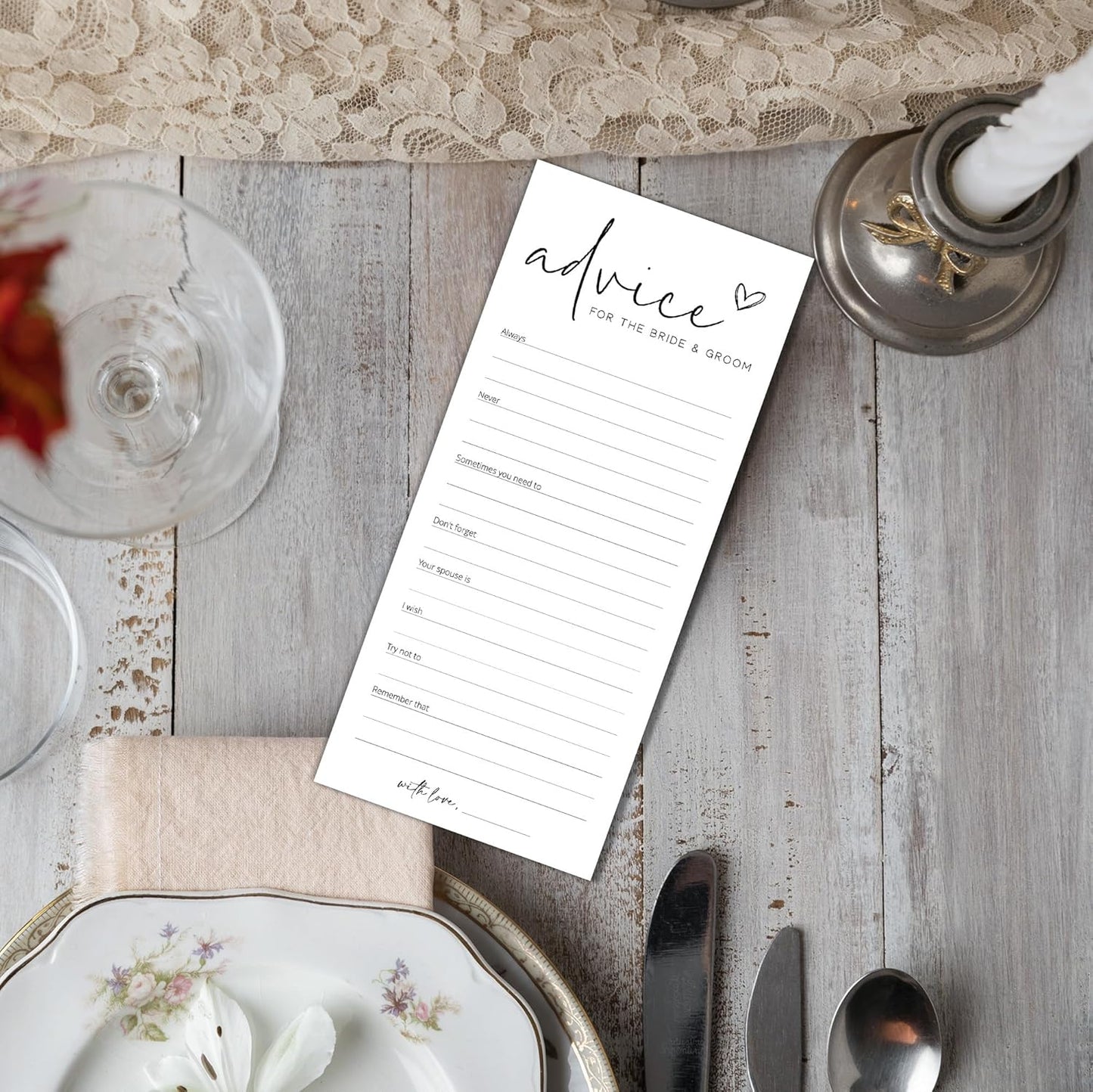 Bridal Shower Games, Advice for The Newlyweds, 25Pcs 4x9inch Minimalist White Double-Sided Bridal Game Cards, Wedding Shower Games for Guests, Engagement Bachelorette Party Supplies - A22