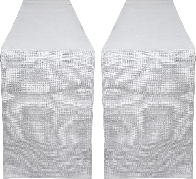 RAJRANG Jute Table Runner Long Rise Grey Burlap Table Runners for Dining Table, Kitchen, Party, Wedding, Rustic and Fall Décor Pack of 2 – 12x72 Inch