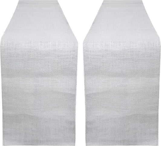 RAJRANG Jute Table Runner Long Rise Grey Burlap Table Runners for Dining Table, Kitchen, Party, Wedding, Rustic and Fall Décor Pack of 2 – 12x72 Inch