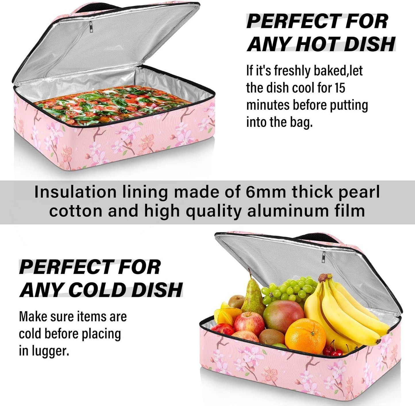 Casserole Carriers for Hot or Cold Food Reusable Casserole Dish Carrier Insulated Thermal Large Capacity Durable Perfect for Party Camping Family Gatherings Yellow Fish