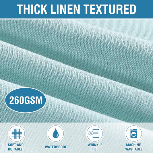 H.VERSAILTEX Linen Textured Table Cloths 54 x 80 Inch Premium Solid Tablecloth Spill-Proof Waterproof Table Cover for Dining Buffet Feature Extra Soft and Thick Fabric Wrinkle Free, Aqua