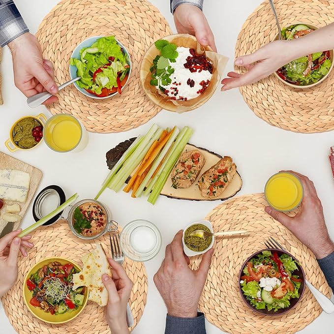 Sinmoe 100 Pack Disposable Paper Placemats Bulk 13 Inch Paper Placemats Disposable Charger Plates Table Place Mats for Dinner Wedding Birthday Summer Spring Party Dinner Tableware