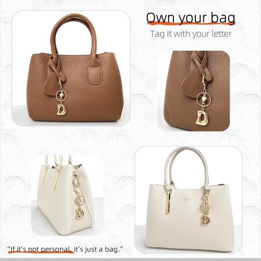 Gold Bubble Heart Initial Bag Charms for Handbags – Cute Initial Letter Keychain for Women, Purse Charms, Gold Gift
