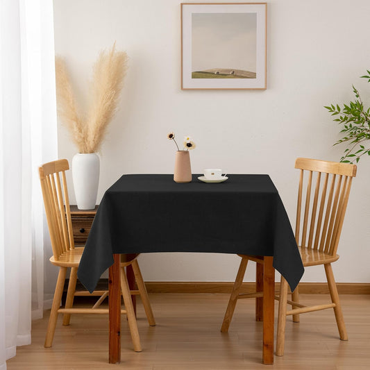 Hiasan 2 Pack Faux Linen Square Tablecloth - Wrinkle and Stain Resistant Washable Table Cloth for Kitchen Dining Room Holiday Table Cover for Party Dinner, Black, 54 x 54 Inch