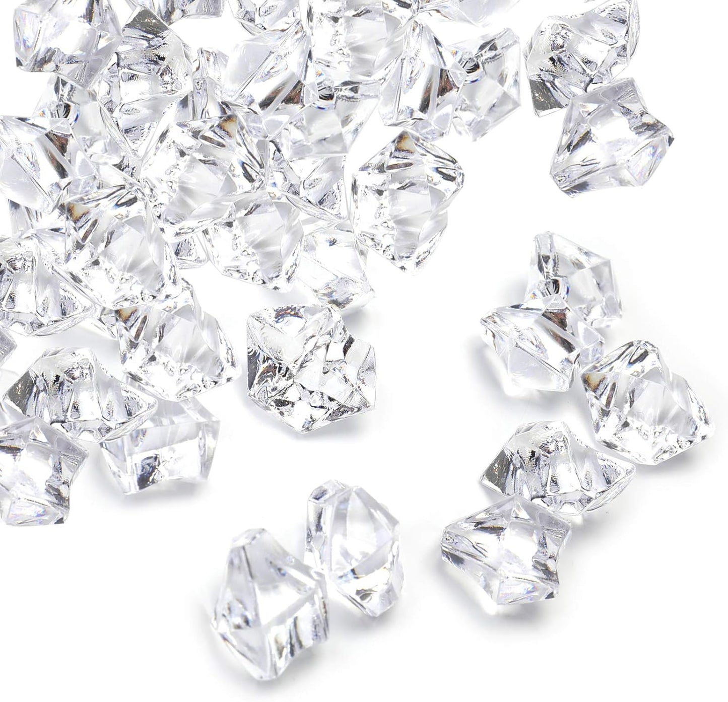 Jucoan 1000 PCS Fake Ice Cubes, 4.5 lbs 1 Inch Irregular Acrylic Crushed Ice Rocks Vase Fillers for 2-3 Quart Vase, Artificial Crystals Diamond Gems for Table Scatters, Wedding Party Centerpieces