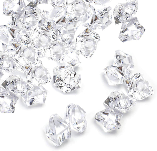 Jucoan 1000 PCS Fake Ice Cubes, 4.5 lbs 1 Inch Irregular Acrylic Crushed Ice Rocks Vase Fillers for 2-3 Quart Vase, Artificial Crystals Diamond Gems for Table Scatters, Wedding Party Centerpieces