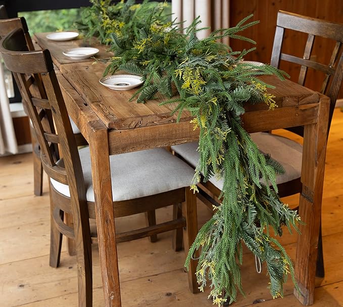 9ft Handmade Christmas Garland,Artificial Cypress Cedar Pine Needles Greenery Seasonal Garland for Christmas Fireplace Winter Holiday Indoor Outdoor Decoration