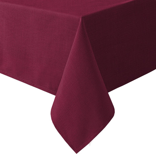 H.VERSAILTEX Linen Textured Table Cloths 54 x 108 Inch Premium Solid Tablecloth Spill-Proof Waterproof Table Cover for Dining Buffet Feature Extra Soft and Thick Fabric Wrinkle Free, Christmas Red
