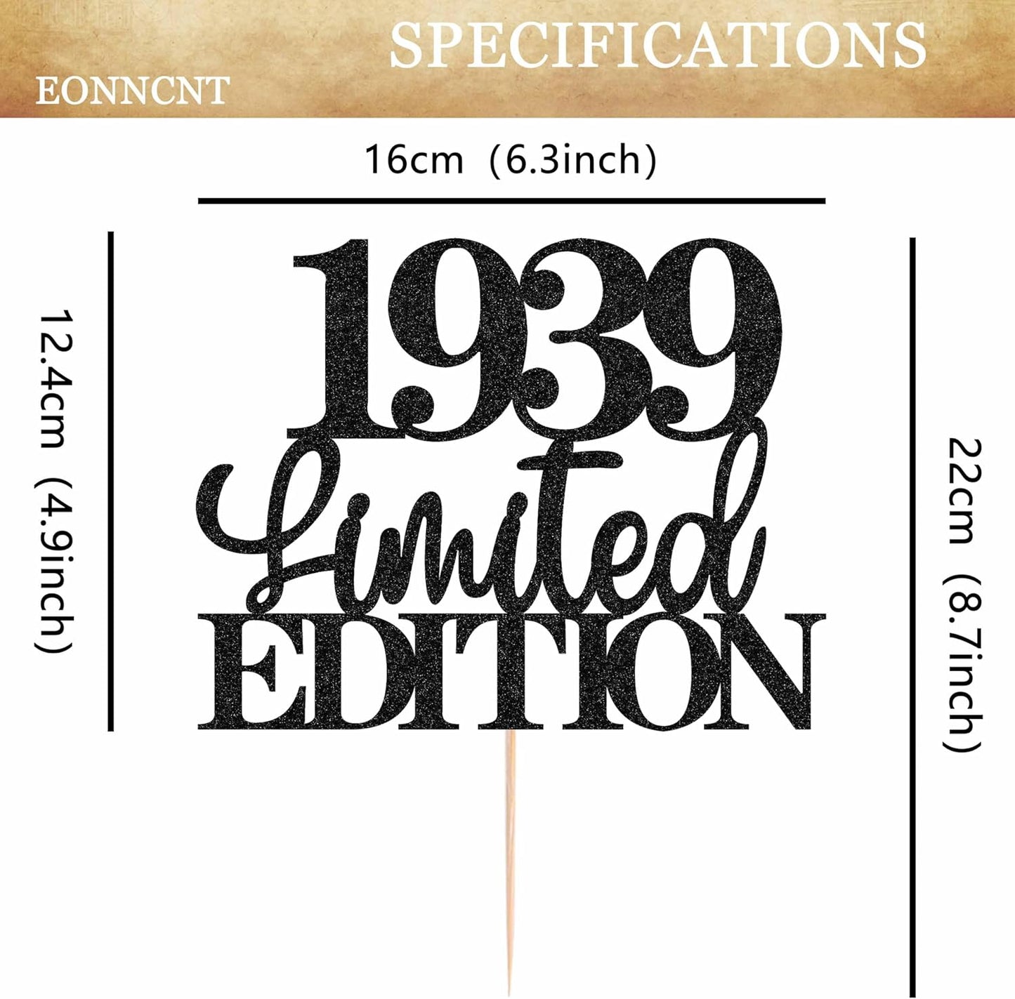Limited EDITION 1939 Cake Topper - Black Glitter Happy 86th Birthday Party Cake Decoration Supplies, Cheer to 86 Years Cake Bunting Decor for 86th Birthday Party Photo Booth Props