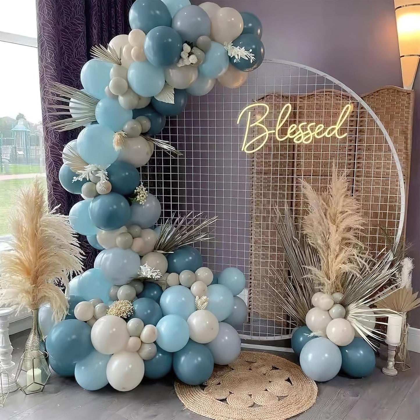 PartyWoo Dusty Blue Balloons 101 pcs 12 Inch Matte Boho Light Blue Latex Helium Balloons for Graduation Baby Shower Gender Reveal Under the Sea New Born Birthday Party Decorations Blue-F55