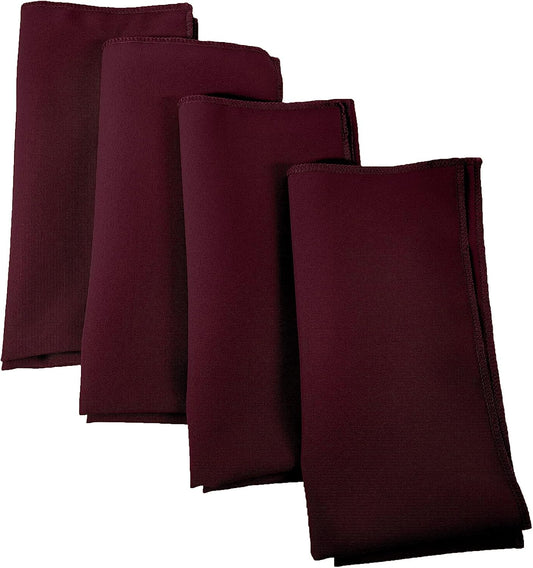 LA Linen 4-Pack Poly Blend Napkins - Soft, Washable, Stain & Wrinkle Resistant - Dinner & Party Napkins - Burgundy, 18x18