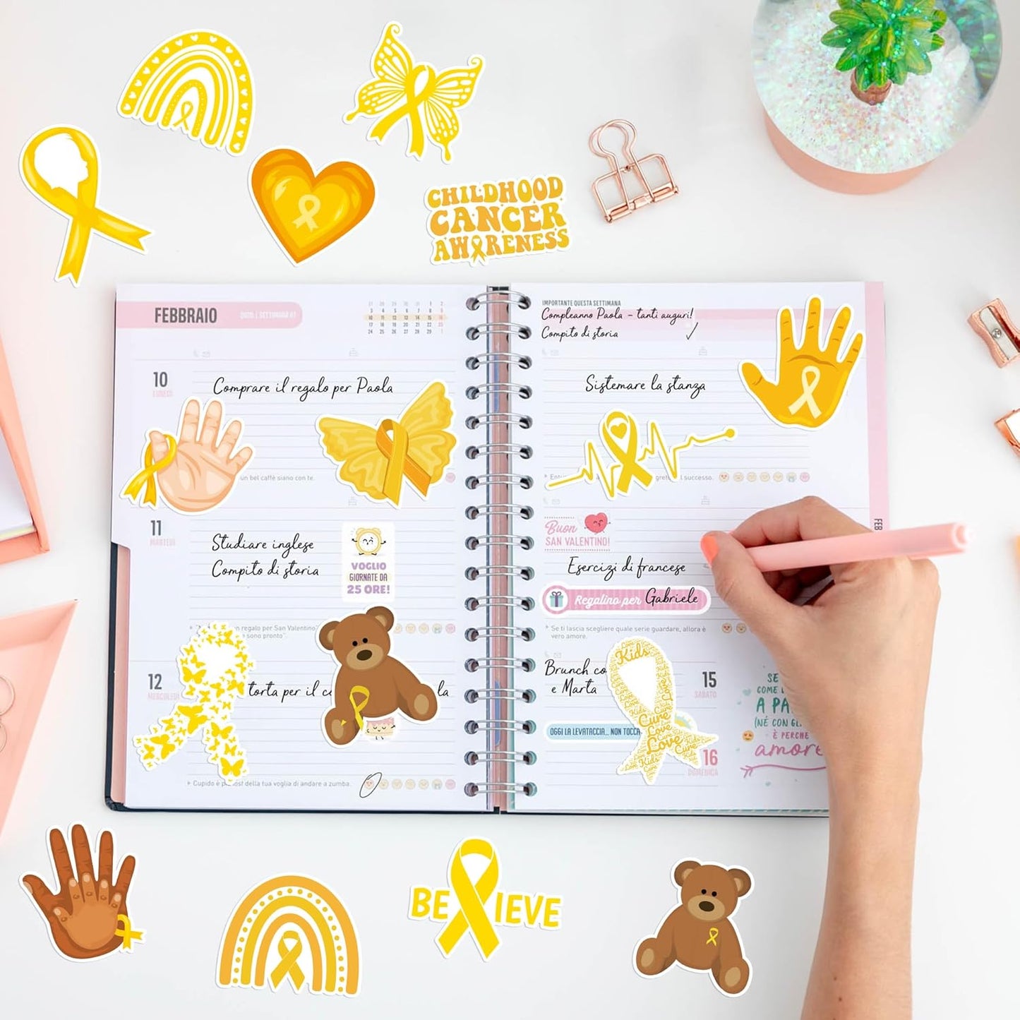 Childhood Cancer Awareness Sticker - 1000pcs Yellow Ribbon Waterproof Vinyl Reusable Laptop Stickers Roll Book Scrapbook Water Bottle Page Activity Pad Summer Birthday Party Favors Skateboard