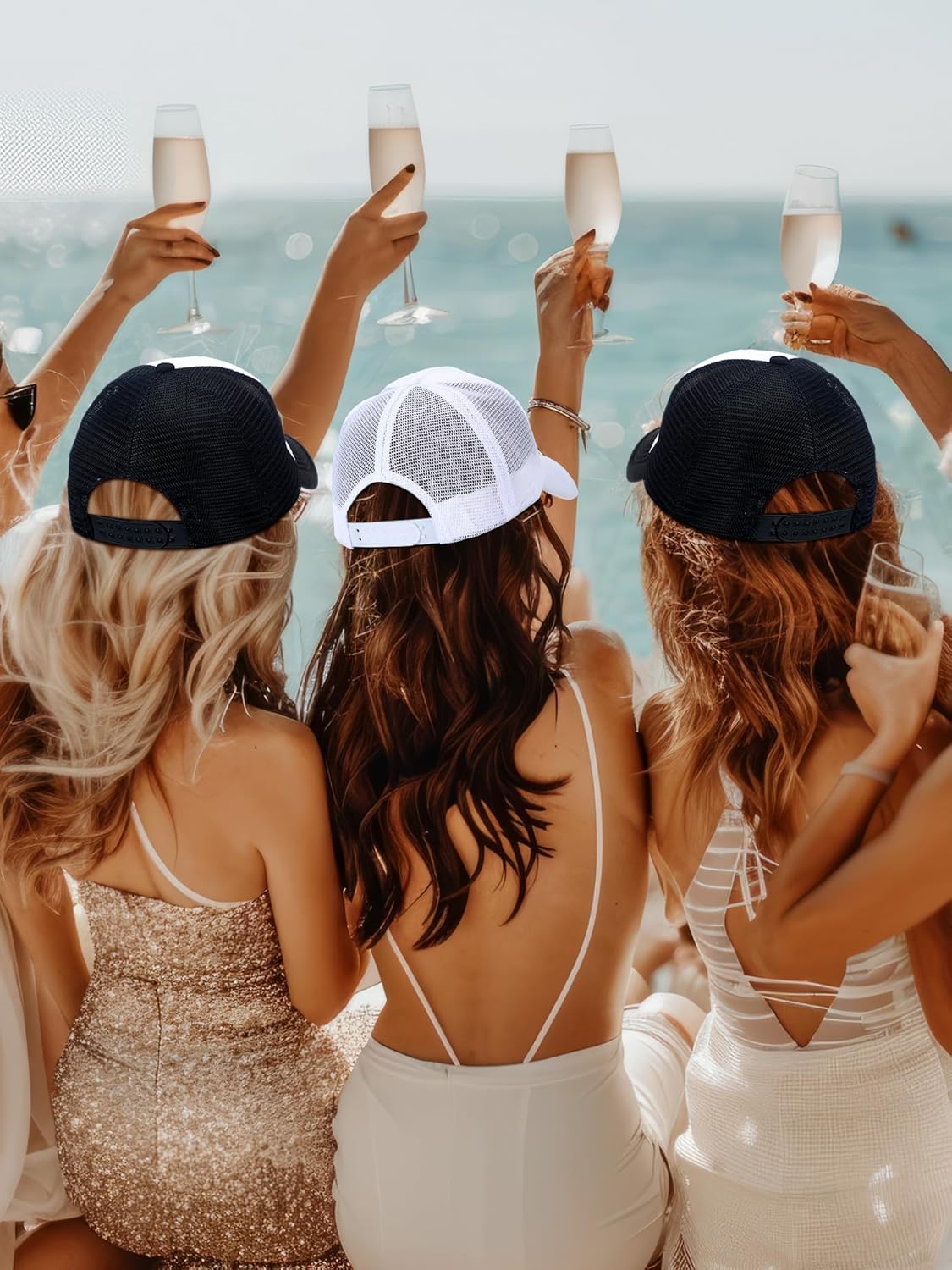 8 Pack Social Club Bachelorette Party Hats Include 1 Pack The Bride Cap and 7 Pcs The Bach Club Trucker Cap (Black,The Bach)