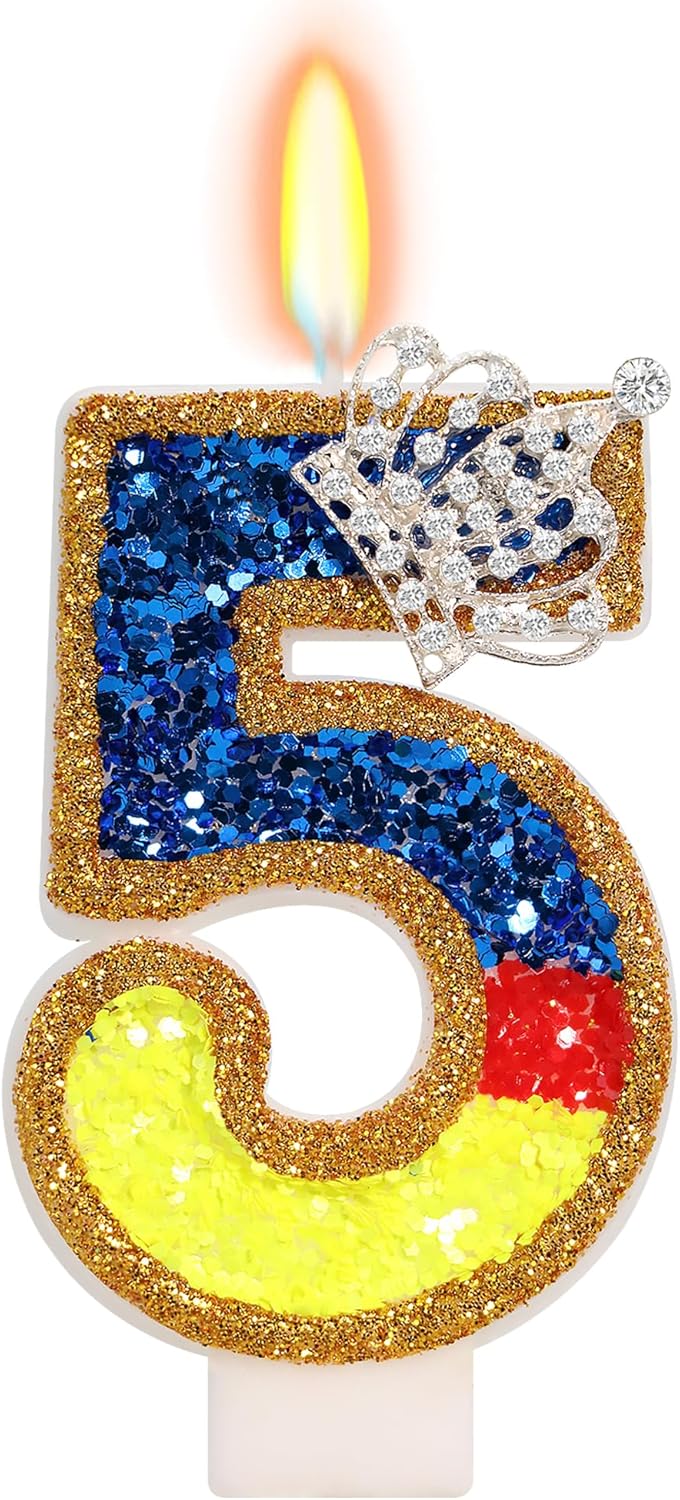 Birthday Candle for Cake, Princess Number Cake Candles, 2.76 inch Cake Topper Decoration for Birthday Party (Number 5)