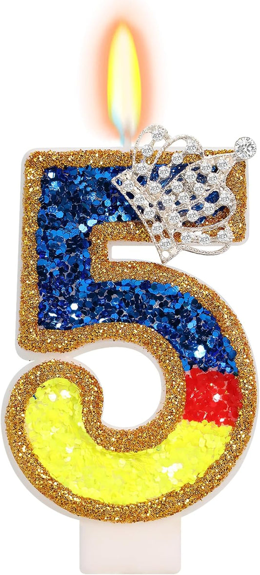 Birthday Candle for Cake, Princess Number Cake Candles, 2.76 inch Cake Topper Decoration for Birthday Party (Number 5)