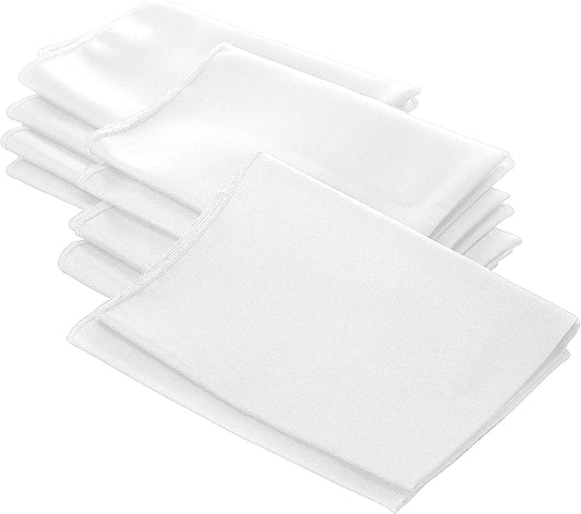 LA Linen 10-Pack Poly Poplin Napkin, Soft Cloth Napkins, Washable Reusable Napkins, Stain and Wrinkle Resistance Table Napkins for Dinner, Wedding, Parties, 18 by 18-Inch, White