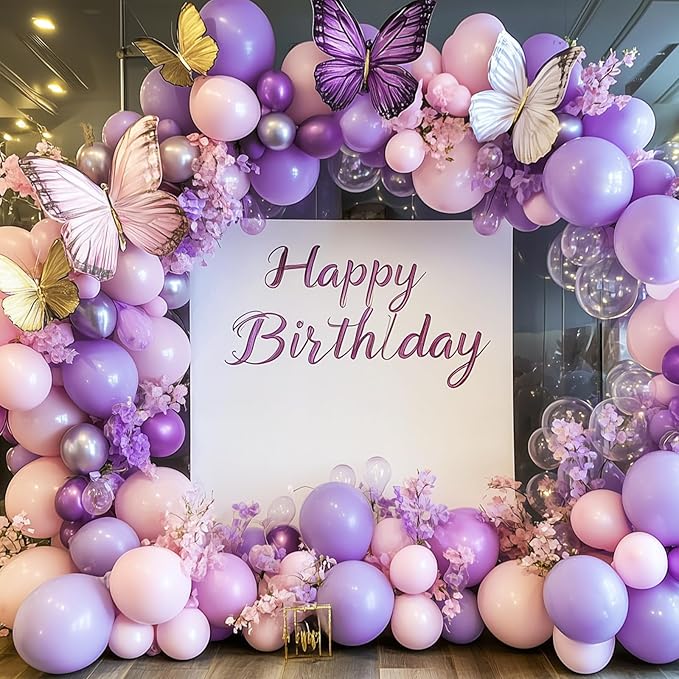RUBFAC 120pcs Balloons for Birthday Baby Shower Graduation Anniversary Wedding Party Supplies Garland Arch Decoration,12 Inches,Pastel Purple