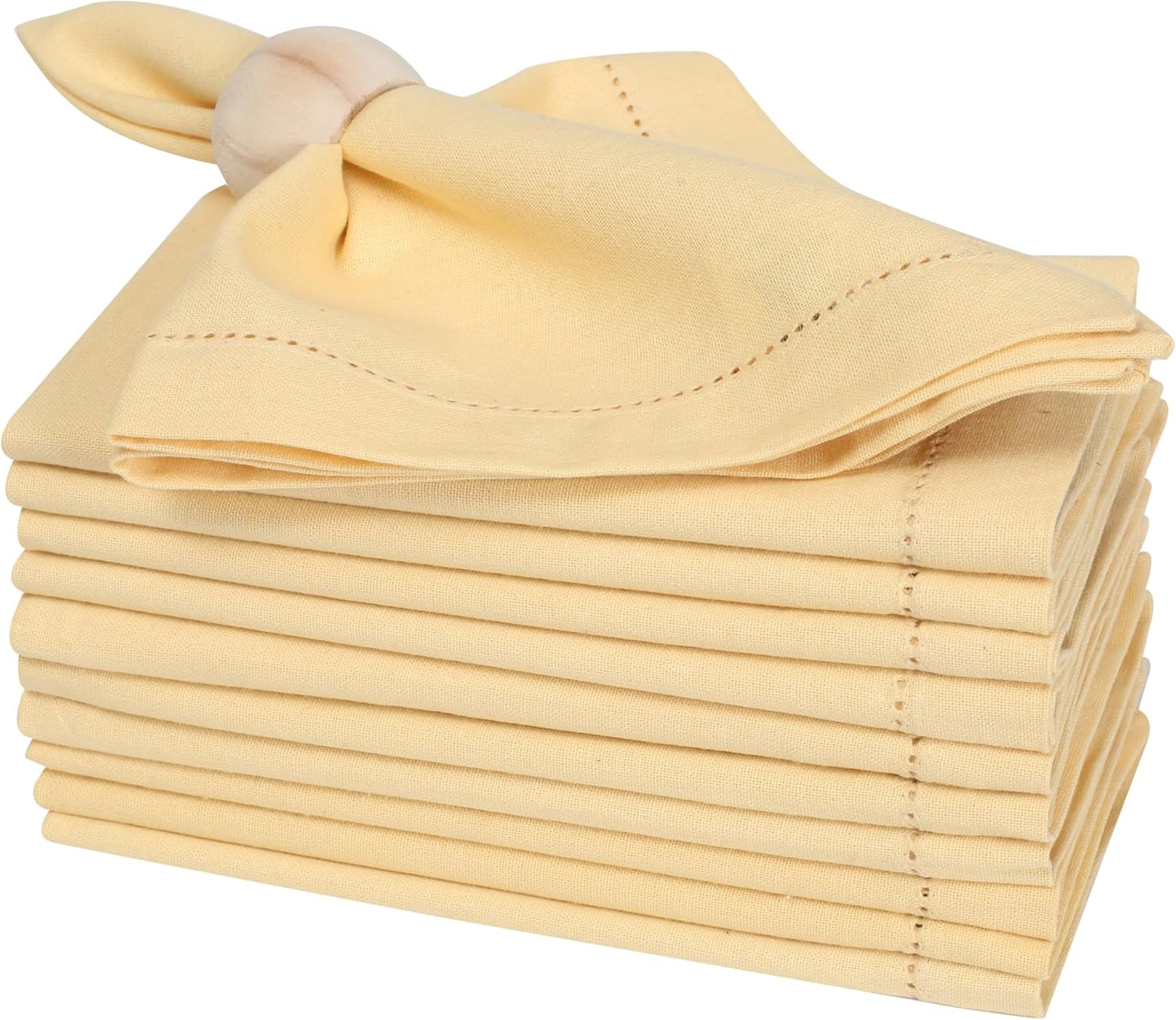 Bedding Craft Cotton Dinner Cloth Napkins Set of 12 – 18x18 Apricot Gelato Hemstitched – Machine Washable Fabric Napkins for Weddings, Baby Showers, Gifting & Parties