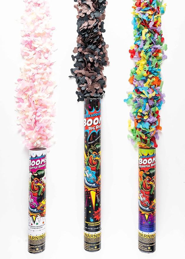 Cockadoodle Booms - bachelorette confetti cannon - 50% gender reveal confetti cannon- novelty gag gift popper - bachelorette party popper - funny party popper prank - bridal shower confetti popper