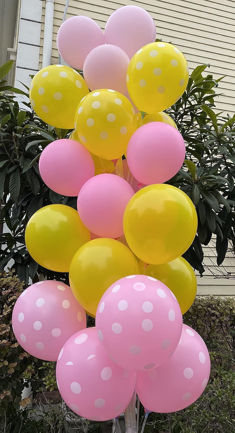 60 Pack 12 Inch Latex Balloons - Pink Yellow Macaron Pastel Colors for Birthday Wedding Baby Shower, Spring Summer Party Decorations