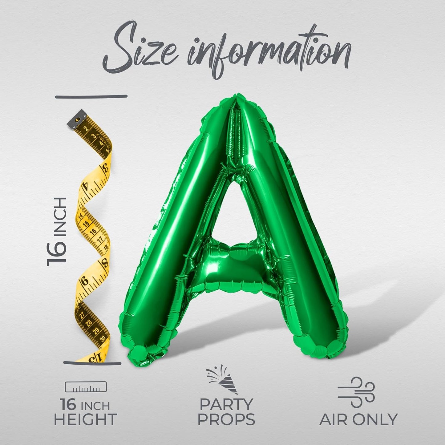 Letter Balloons - MARGS AND MATRIMONY 16" Inch Alphabet Letters Foil Mylar Balloon Bachelorette Party Banner (Green)