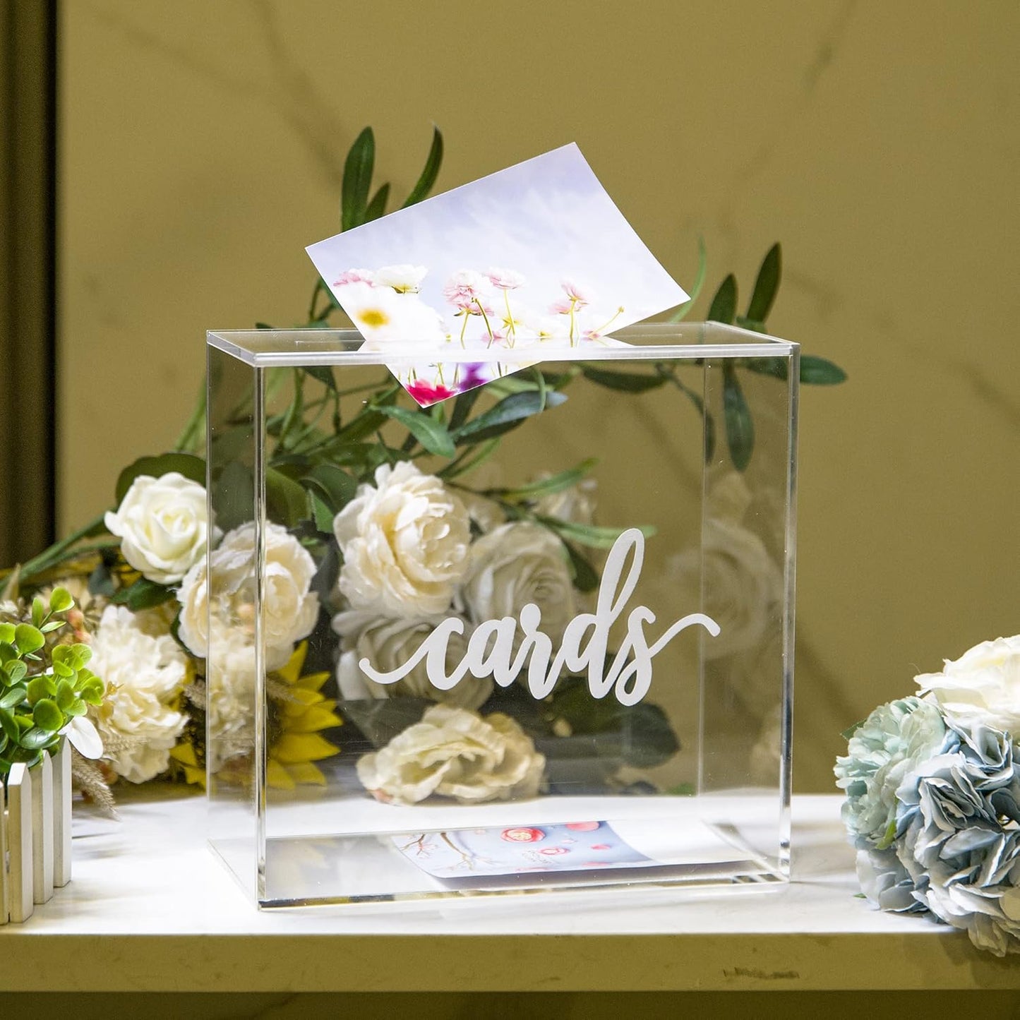 10” Acrylic Card Box - Wedding Card Box for Reception, Birthday, Party, Money Box, Wishing Well, Graduation Party, Elegant Large Clear Card Box-ACB001