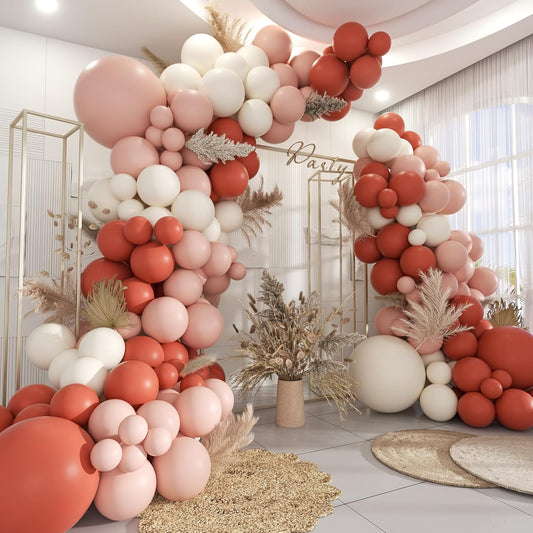 Dusty Orange White Nude Pink Balloon Garland Arch Kit, 160Pcs Boho Latex Balloons Different Size 18 12 10 5 inch for Birthday Bridal Baby Shower Gender Reveal Wedding Retirement Party