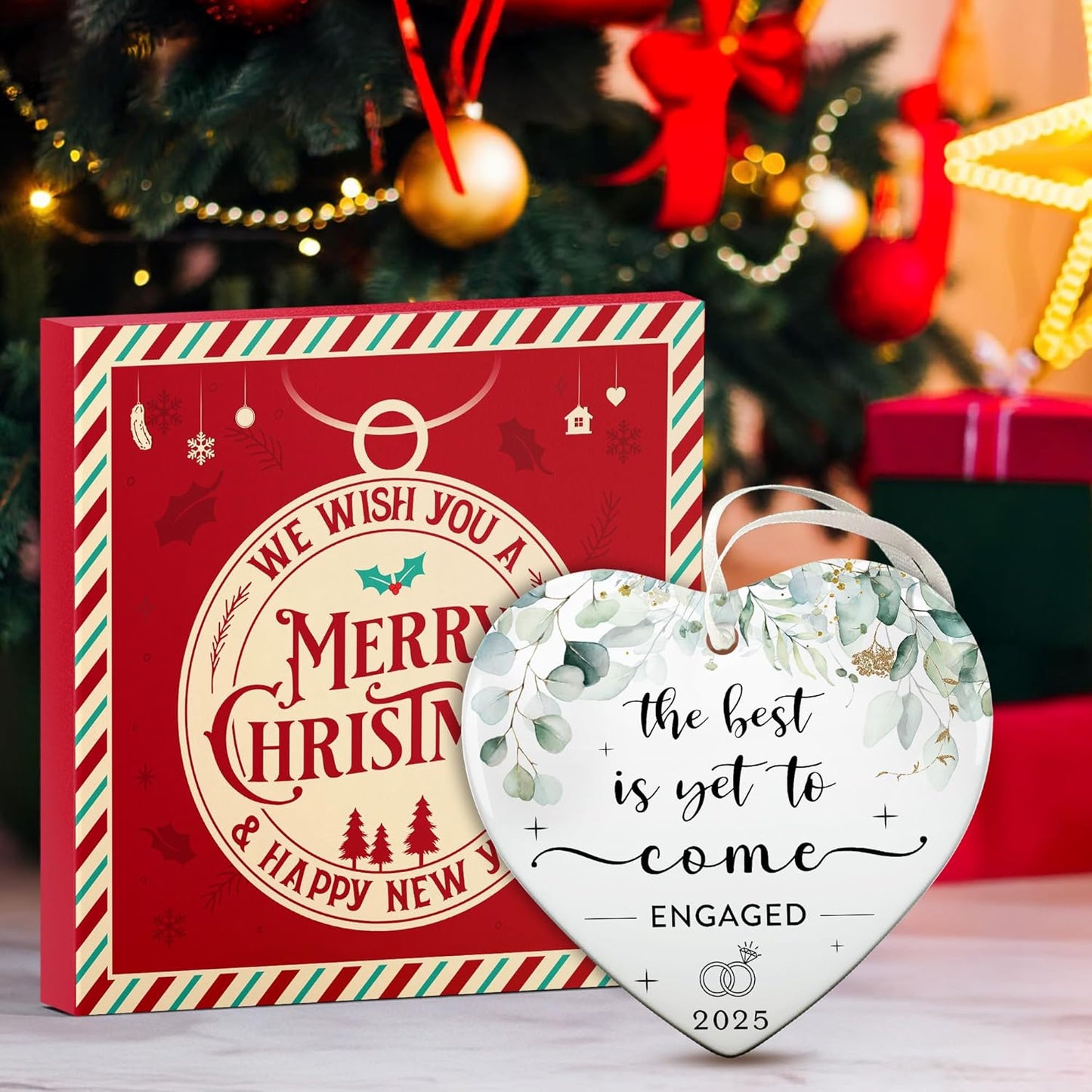 Engagement Gifts for Couples - Engagement Gifts for Women, Her, Fiance, Friends - Engaged Ornament 2025 - Unique Bride to Be Gift, First Christmas Engaged Ornament for 2025 Celebration