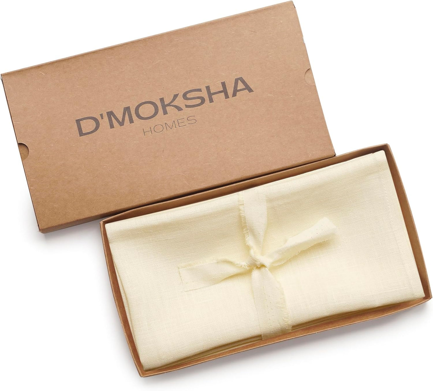 D'Moksha Homes Cream Linen Napkins 18 x 18 Inch - 100% Pure Linen Cloth Washable Dinner Napkins Set of 4 for Fall, Thanksgiving, Christmas, Holiday