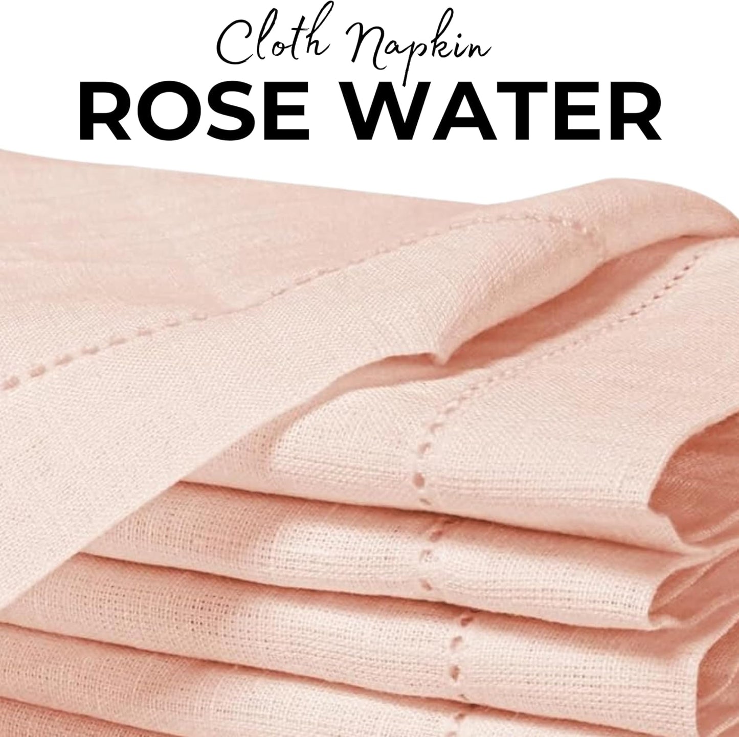 Bedding Craft Linen Napkins Set of 4 Rose Water -100% Linen Size 18"x18" with Retail Gifting Package,Wedding, Dinner Napkins, Fabric, Machine Washable Dinner Hemstitched