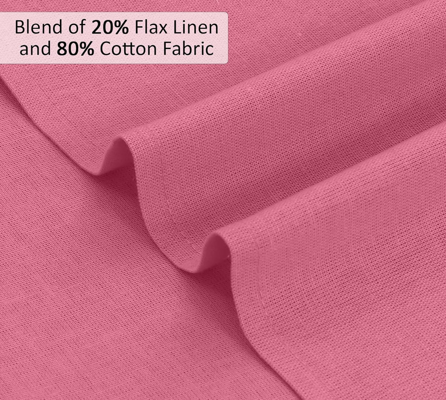 Ruvanti Linen Napkins Set of 12, 18x18 Cloth Napkins, Cotton Linen Blend Napkins Cloth Washable, Soft, Reusable Dinner Napkins for Wedding, Parties, Christmas, Thanksgiving, Everyday Use - Pink