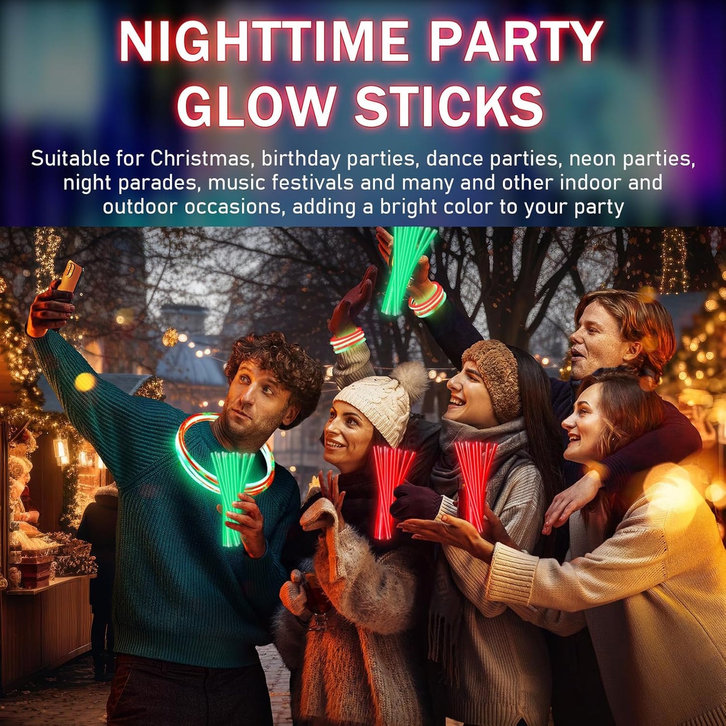 Lenwen 1000 Pcs Christmas Glow Sticks Bulk 8 Inch Glow Bracelets Glowing in the Dark Light up Sticks with Connectors for Neon Birthday Christmas Party Favors Supplies Decorations(Red, Green)