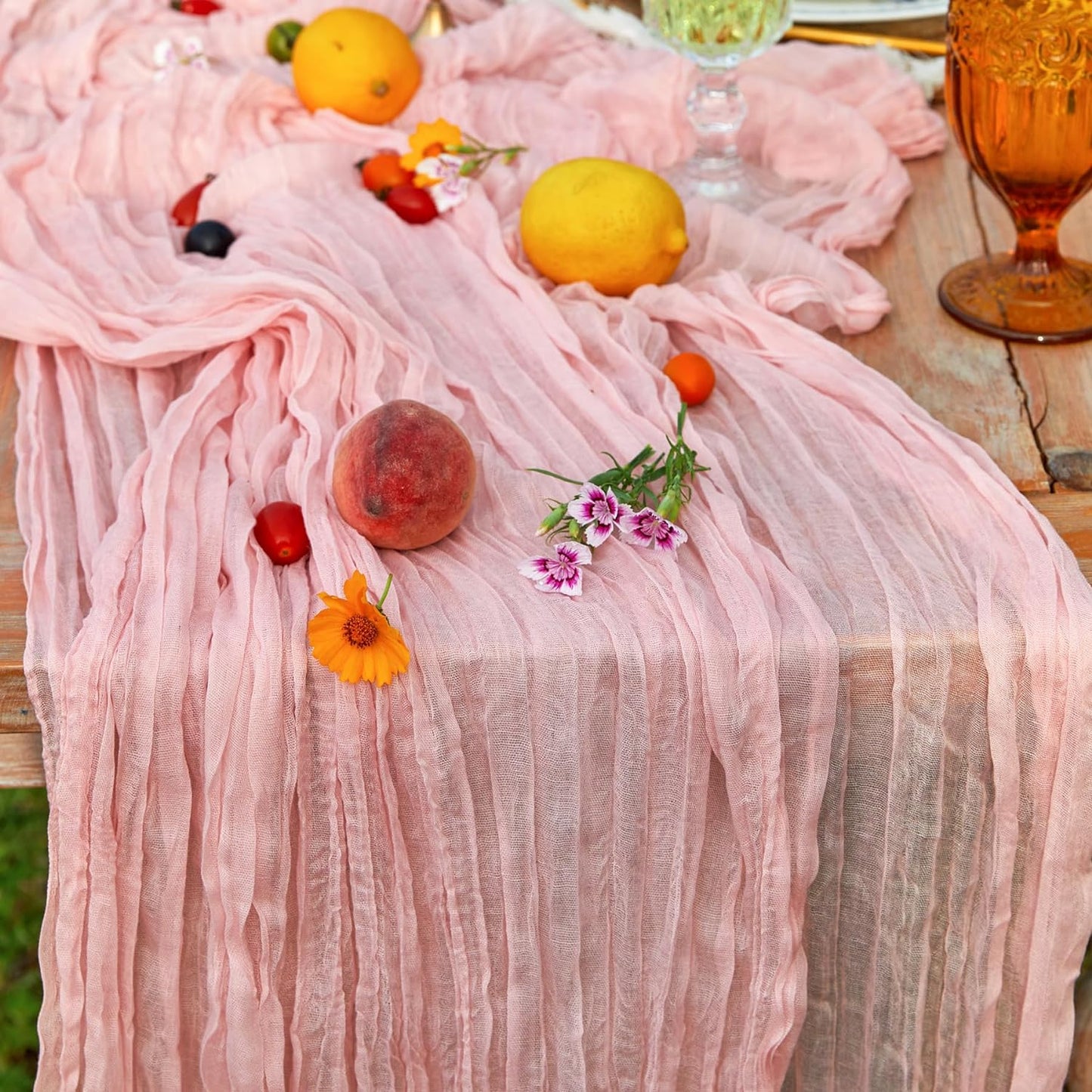 DOLOPL CheeseclothTable Runner 13.3ft Boho Gauze Cheese Cloth Table Runner Cheese Cloth Table Runner for Baby Shower Decoration Bridal Shower Party Long Sheer Centerpiece