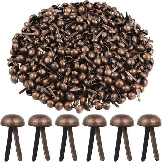 Hotop 500 Pcs Brads for Paper Crafts Metal Round Brass Paper Fasteners for Craft Art Crafting School DIY Supplies(0.3 x 0.6 Inch,Red Bronze)