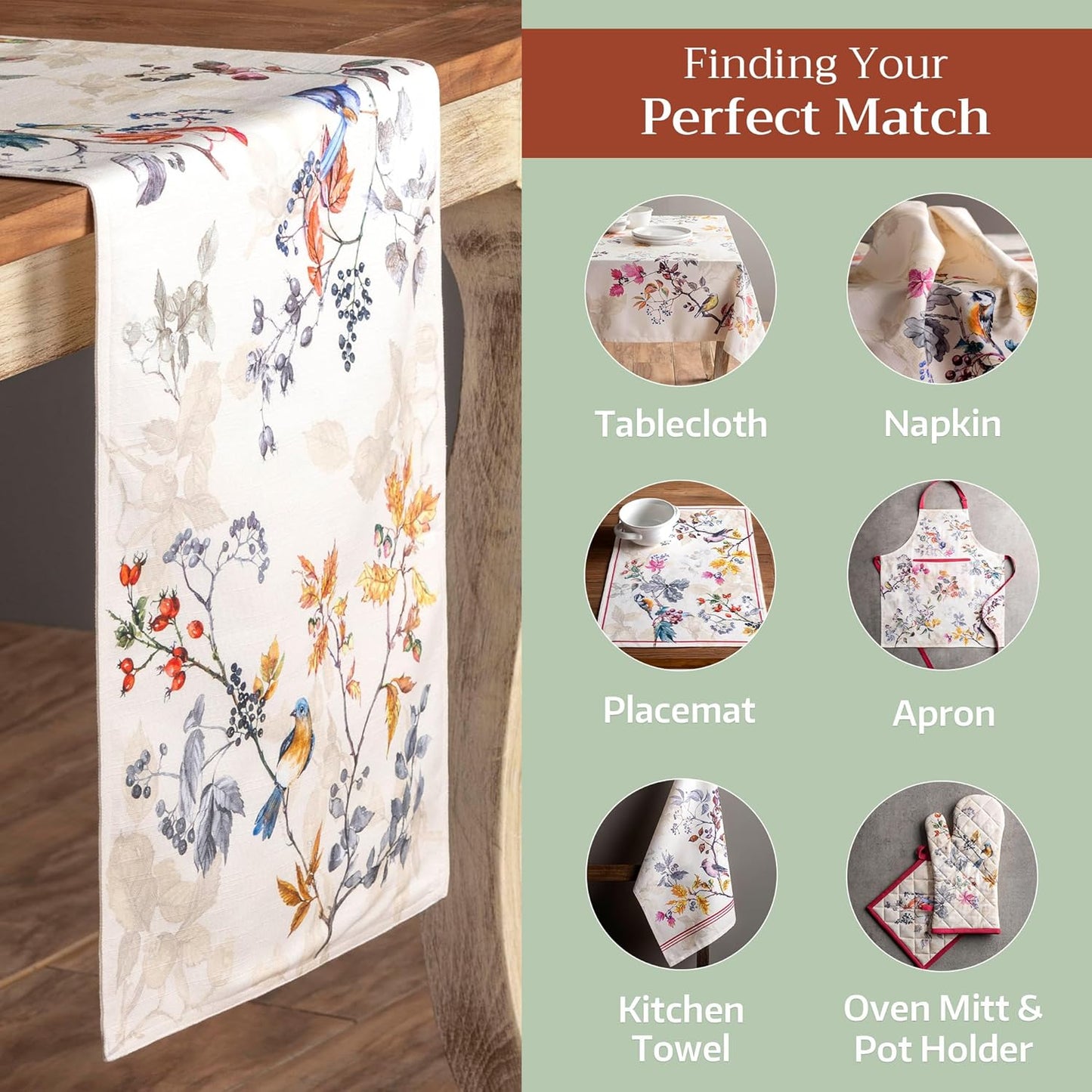 Maison d' Hermine Table Runner 100% Cotton Double Layer Table Runners 72 inches Long for Thanksgiving Christmas Decorations Home Kitchen Dining Party Wedding (Equinoxe - Beige, 14.5" x 72")