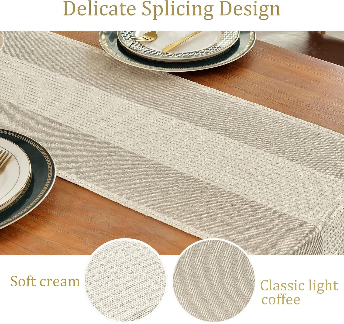 Wracra Linen Table Runner, Farmhouse Macrame Table Runners 90 Inches Long for Dining Table Decor, Wedding, Party and Dresser Decor (Light Coffee,90")