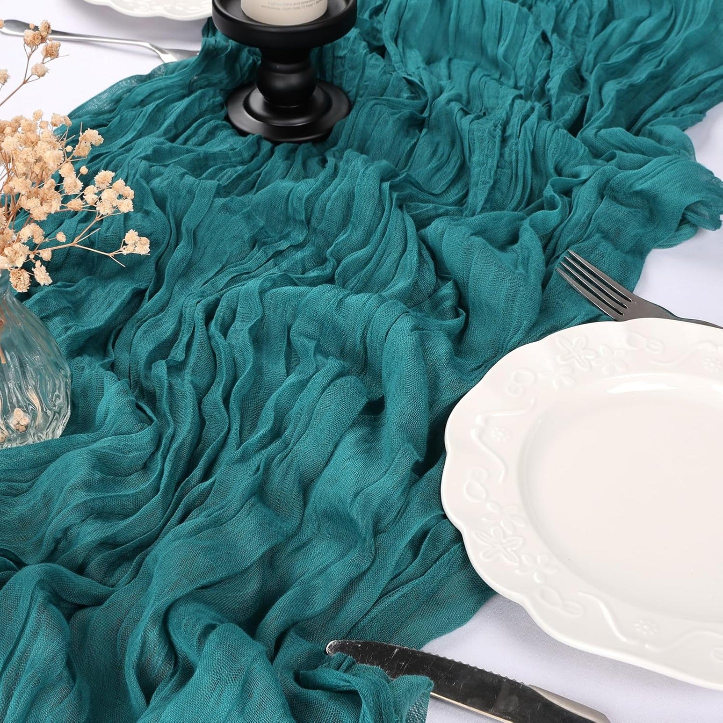 6 Pack 10FT Teal Cheesecloth Table Runner 35x120 Inch Gauze Rustic Boho Table Runner Cheese Cloth for Wedding Decor Birthday Party Bridal Baby Shower Table Centerpiece Decoration