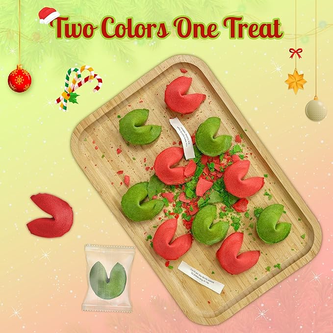 4E's Novelty Christmas Fortune Cookies Bulk, 50 Individually Wrapped Funny Fortune Cookies with Holiday Sayings for Kids & Adults, Perfect Christmas Candy Snacks, Party Favors & Treats