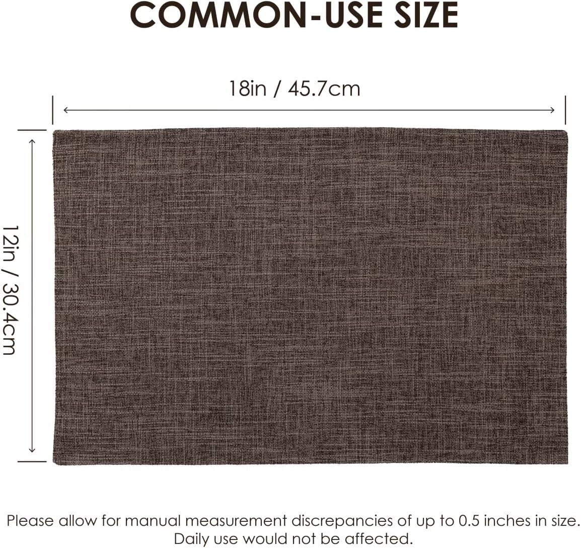 Placemats Set of 8, Bilayer Thickened Linen Place Mats Heat Resistant Machine Washable Wrinkle Free Carefully Selected Polyester Mats for Kitchen/Dining/Coffee Table (Burlap)